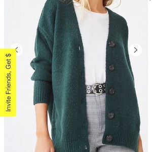 Forever 21 green cardigan